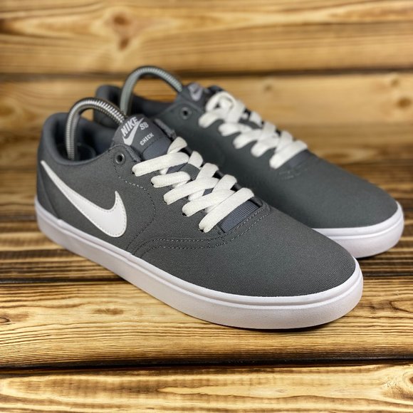 NEW Womens Nike SB Check Solarsoft Canvas Grey White Sneaker 921463-011 Size 9.5 - Picture 2 of 11